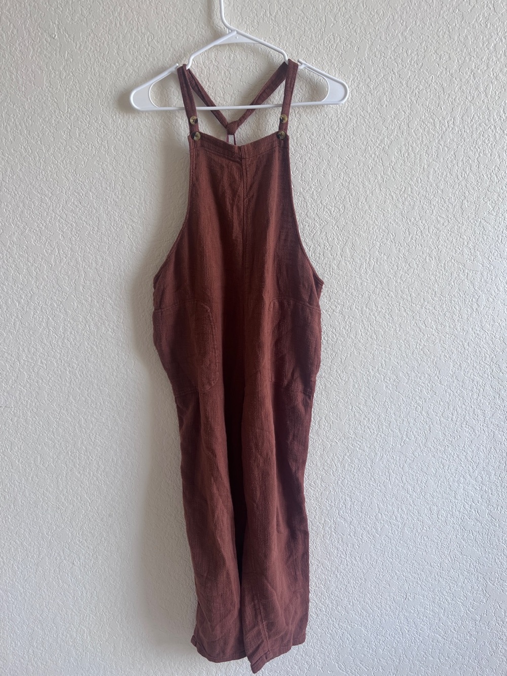 Free People Rust Linen Blend Overalls Jumpsuit